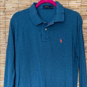 Polo by Ralph Lauren Men's Teal Long Sleeve Polo